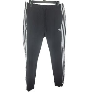 Vintage 80s Adidas Trefoil Sweatpants Jogger Stitched Logo 3 Stripe Adult Sz M